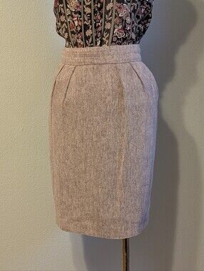 Anthropologie Tabitha Womens Beige Linen Cotton Skirt Mini Size 10 Pockets Lined